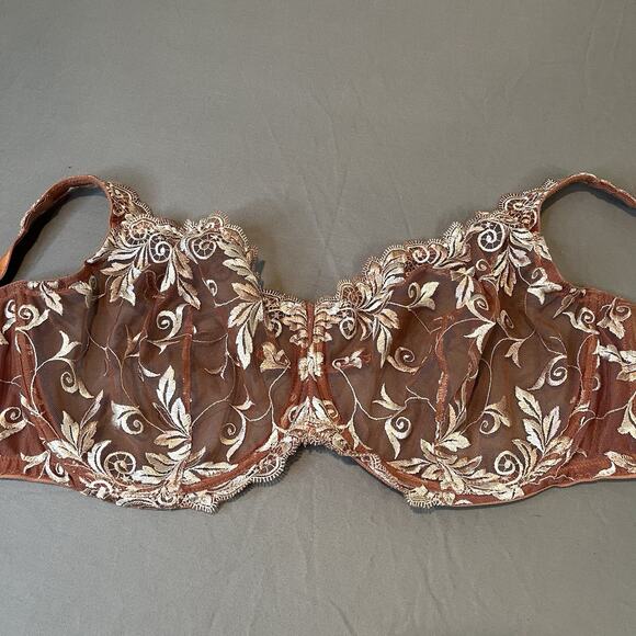 SOMA Sensuous 40G Lace Unlined Underwire Bra Dark Pink Sheer Embroidered - Picture 1 of 5